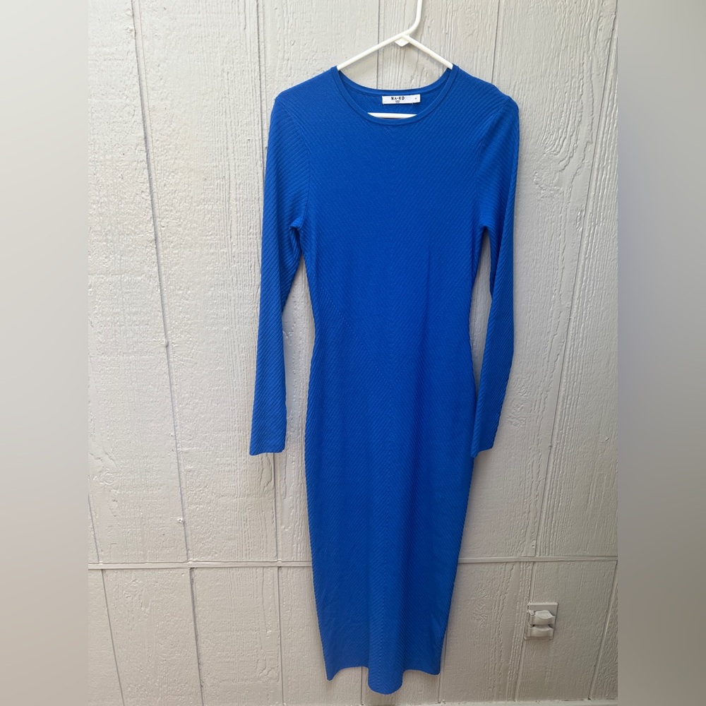 Elegant Blue Long Sleeve Dress